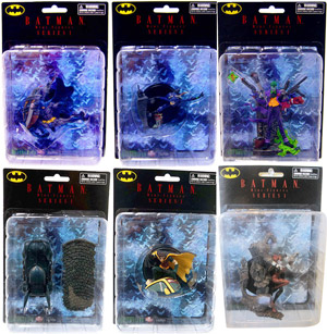 Batman Mini Figures Series 1 - Set of 6 (Batman, Catwoman, Harley Quinn, The Joker, Robin, and the Batmobile)