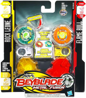 Beyblades Metal Fusion Battle Top - Rock Leone and Flame Bull