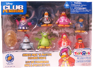 Club Penguin 2-Inch Mix N Match Figure Pack [Cheerleader, Gamma Gal, Shadow Guy, Referee, Cadence, Knight, Blue Dragon and Rocks