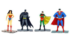 DC Comics - Set of 4 Interlocking PVC Figures - Batman Robin Wonder Woman & Superman.