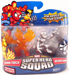 Super Hero Squad - Clear Human Torch and Silver Surfer