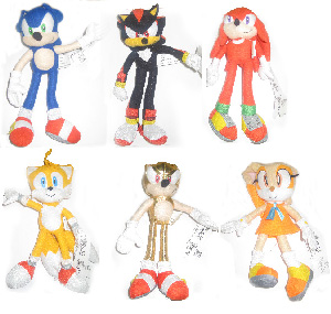 9-Inch Sonic Plush 2009 - Set of 6[Sonic,Shadow,Knuckles,Tails,Cream, Gold Sonic]